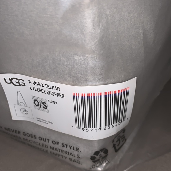 Brand New UGG x TELFAR Large Fleece Shopper - Heather Grey (NWT) - Picture 9 of 10